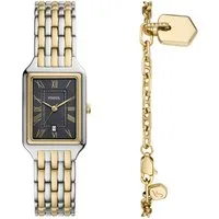 Fossil Quarzuhr RAQUEL ES5376SET, (Set, 2-tlg., mit Armband), Armbanduhr, Damenuhr, Edelstahlarmband, Ideal auch als Geschenk