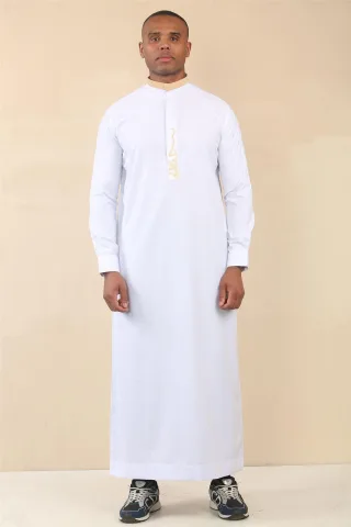 Weiße Thobe-arabische Saudi-Emirati-islamische Kleidung für Herren, Jubba-Robe