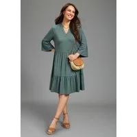 Laura Scott CURVE Jerseykleid Große Größen mit Stufenrock, aus elastischer Jersey-Qualität, 3/4-Ärmel mit Volants