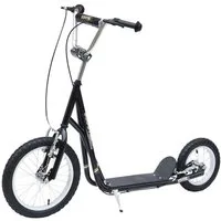 HOMCOM Cityroller Kickscooter mit Bremsen, für 5+Jahre Kinder, 0 km/h, (Tretroller, 1 tlg., Kinderroller), für Außenbereich, Schwarz