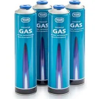TOM Gaskartusche 600ml Universalgas Set, 4 St., Propan-/Butangasgemisch EN 417, 7/16"