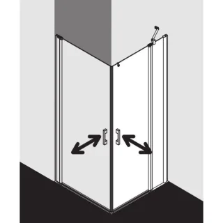 Kermi Pega Pendeltür-Eckeinstiegshälfte 2-tlg. PEEPR07820VAK 78x200cm, silber hochglanz, ESG klar, rechts, auf Duschplatz