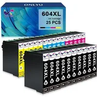 ONLYU 25PK 604 XL ersetzt für Epson 604XL Druckerpatronen Tintenpatrone (Schwarz/Cyan/Magenta/Gelb für Epson WF-2910DWF WF-2930DWF WF-2935DWF WF-2950DWF, XP-2200 XP-2205 XP-3200 XP-3205 XP-4200 XP-4205 XP-4250)