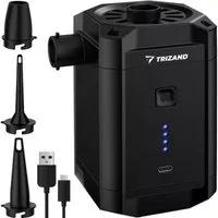 Trizand Akku-Luftpumpe Akku-Luftpumpe für Matratzen, Bälle, Pools ideal für Unterwegs (Akku-Luftpumpe, Akku-Luftpumpe mit verschiedene Aufsätzen), Vielseitigkeit mit 3 Spitzen, kabelloser Betrieb, Zwei-in-Eins-Funktio