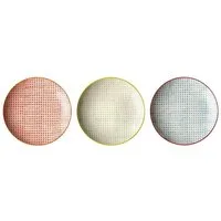 Bloomingville Frühstücksteller Bloomingville Carla Frühstücksteller Rot Steingut 3er Set