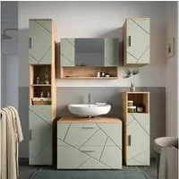 Vicco Badmöbel-Set Irma, Salbeigrün, 5 Teile, (5-St., 5er Set)