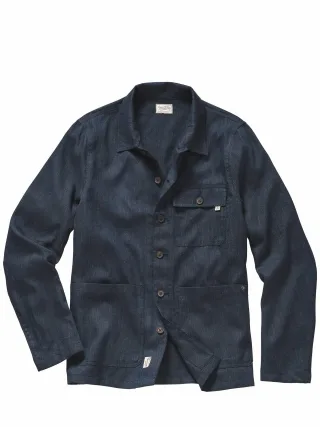 Herrlicher Herren Fischgrät-Jacke Bunchy Blau 50 % Baumwolle, 50 % Leinen