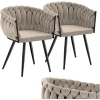 skølm Esszimmerstuhl & Drehstuhl Sudri mit Samtbezug gepolstert (2er Set, macchiato, Metallgestell), Armlehnenstühle in Flecht-Look, verfügbar als 4er/6er Set