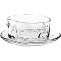 Almina Schale Artic Buccia Set Dessert- & Servierschalen mit Untersetzern - 12-tlg, Borosilikatglas, (Packung, 12-tlg), 6x Glasschalen, 6x Unterteller