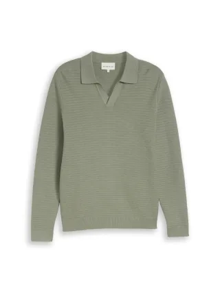Tom Tailor - Strickpullover mit Polokragen greyish shadow olive - Gr. - L