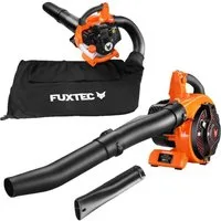 FUXTEC Benzin-Laubbläser FX-LBS126, 71m/s, 255 km/h Blasgeschwindigkeit, 45 L Fangsack, Häckselfunktion