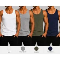 Moni Unterhemd Herren Unterhemd Tank Top/ Achselhemd Baumwolle & Atmungsaktiv (4-St)