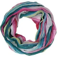MIRROSI Loop Damen-Schal mit buntem Streifenmuster, weich, Schlauchschal, (ca.45x75cm, zweimal um den Hals wickelbar), Damen Halstuch ideal für Frühling, Sommer oder Herbst