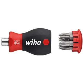 Wiha Schraubendreher mit Bit Magazin magnetisch Phillips, Pozidriv mit 6 Bits, Stubby, 1/4 zoll - 10 Stück - 10379