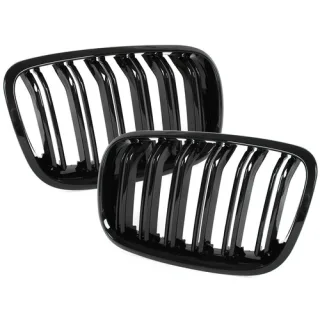 Kühlergrill Sportgrill mit DOPPELSTEG in Schwarz Glanz Sport Ausführung für BMW X5 E70 ab 2006-2013
