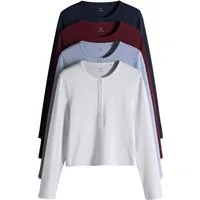 The Set Langarmshirt The Set kürzere Henley-Langarmshirts, 4er-Pack (4-tlg)