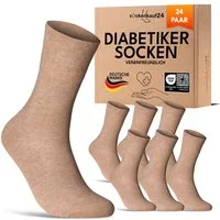 sockenkauf24 Diabetikersocken 97% Baumwolle ohne Gummibund & ohne Naht mit Komfortbund (24-Paar) Diabetiker Socken ohne Gummi für Damen & Herren