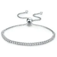 PANDACHARMS Tennisarmband 925er Sterling Silber mit Zirkonia Steinen, Länge variabel 15-22cm