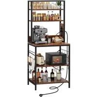 Dripex Küchenregal 5 Etagen Standregal mit Steckdosen,6 S-Haken,70x40x165cm