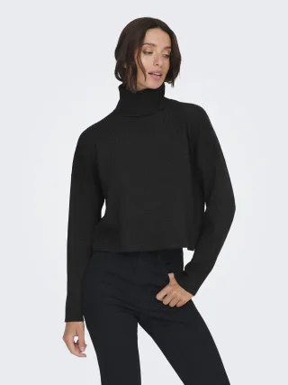 ONLY - ONLAMA LIFE LS RIB ROLLNECK CC KNT Black - Gr. - L
