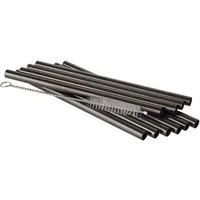 Buddy's Trinkhalme langlebige Metallstrohhalme für kalte und warme Getränke, (Set, 11-tlg), Länge ca. 15 cm, 10 Edelstahl-Trinkhalme inkl. Reinigungsbürste