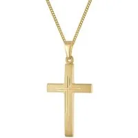 trendor Panzerkette Kreuz Gold 333 mit vergoldeter Silberkette