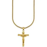 Bruno Banani Kette mit Anhänger Schmuck Geschenk Halskette Kreuz Gravur INRI Venezianerkette