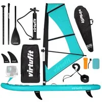 VirtuFit Inflatable SUP-Board VirtuFit Surfer 305 Stand Up Paddle Board Türkis inkl. Windsurf-Set