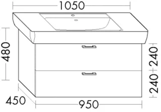 Burgbad Waschtischunterschrank Sys30 PG2 Echo 480x950x450 Nussbaum Dekor Samt, WWJH095F2751 WWJH095F2751