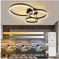 oyajia Deckenleuchte Modern Ringoptik LED Deckenlampe 42W, Schwarz Wohnzimmerlampe Dimmbare, LED fest integriert, Warmweiß, Neutralweiße, Kaltweiß, Ø30+40+50 cm, Design Deckenbeleuchtung für Schlafzimmer Büro Küche