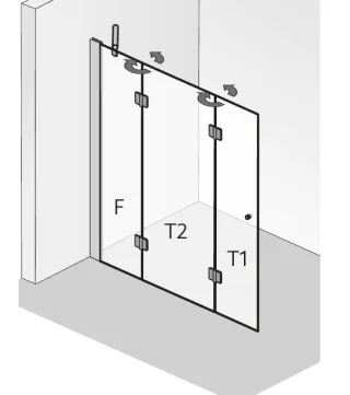 HSK Walk In Aperto Drehfalttür pendelbar, 3-teilig 2827xxx