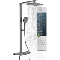 Schütte Duschsystem HAWAII Überkopfbrause-Set, Höhe 115 cm, 3 Strahlart(en), Komplett-Set, Inkl. Montagematerial und Dichtungen, mit Thermostatarmatur, Glasablage, Brausehalter