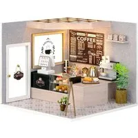 Cute Room 3D-Puzzle DIY holz Miniature Haus Puppenhaus Kaffee, Puzzleteile, 3D-Puzzle, Miniaturhaus, Maßstab 1:24, Modellbausatz zum basteln