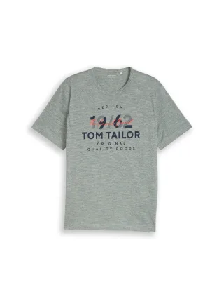 Tom Tailor - T-Shirt mit Logo-Print green navy injected - Gr. - XL