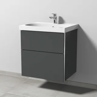 Sanipa 3way Waschtischunterbau zu Geberit Acanto Waschtisch mit 2 Auszügen, Anthrazit-Matt BR41522