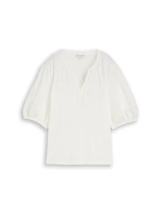 Tom Tailor - Blusenshirt mit Spitzendetails whisper white - Gr. - XXL