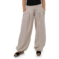 malito more than fashion Haremshose malito Damen Pumphose mit Holzzierknöpfen 23245H Pumphose Sommerhose locker und luftig Einheitsgröße