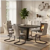 Jiexi Essgruppe Essgruppe Ausziehbar 120-160cm Säulentisch & Freischwinger Stühle