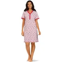 comtessa Nachthemd Comtessa Damen Nachtemd Kurzarm Rot Herzen (1-tlg) Nachthemd mit Streifen und Herzen