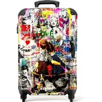 NoBoringSuitcases.com© Hartschalen-Trolley Bekannte Kunstwerke als bunte Graffiti-Kunst 55x35x20cm, 4 Rollen, Reisetasche mit Rollen, Koffer Handgepäck Flugzeug