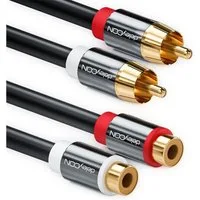 deleyCON deleyCON HQ Cinch Verlängerungs Kabel [3m] 2x RCA Cinch Buchse zu 2x Audio- & Video-Kabel