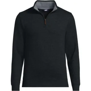 Reißverschluss-Pullover aus Bedford-Ripp für Herren in Tallgröße, Herren, size: tall, Schwarz, Baumwolle, by Lands' End