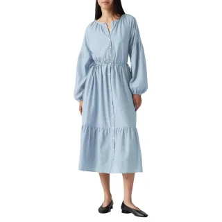 Levis - "Jolene" Maxikleid für Damen, Rundhalsausschnitt, 3/4 Ärmel (Hellblau)
