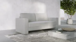 BRUNO Schlafsofa 160cm in Hellgrau | Schmal | stabiles Massivholz & Boxspringkomfort