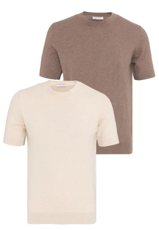 T-Shirt Basic-Strick-T-Shirt, 2Er-Pack