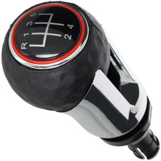 5-Gang Schaltknauf in Schwarz "Golfball Design" in Schwarz / Chrom für VW