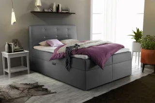 Boxspringbett Schlafzimmerbett MONZA Kunstleder Grau 180x200 cm
