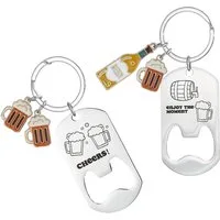 FOUORTUNATE-BEE Schlüsselanhänger 2er Schlüsselanhänger Flaschenöffner Bier Motiv Anhänger Set, Für Vater Freunde Geschenk Party Alltag Schlüsselbund Zubehör