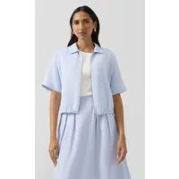 s.Oliver Funktionsjacke Bluse Verkürzte Leinenmix-Jacke mit kurzen Ärmeln