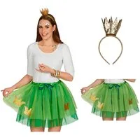 Das Kostümland Kostüm Froschkönig Kostüm Set für Damen, Grüner Tutu Pet